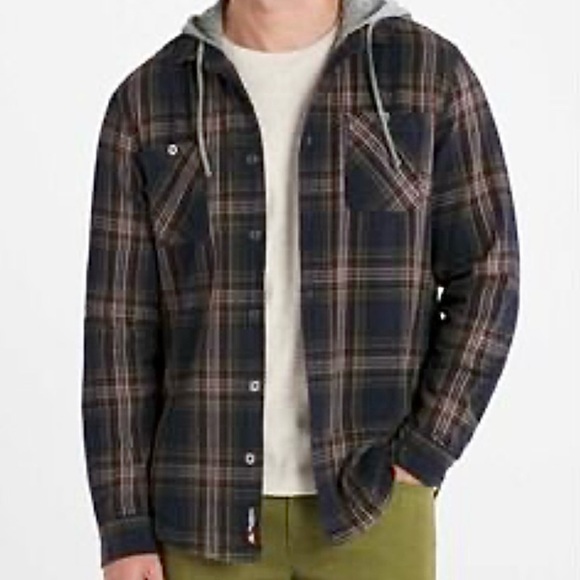 Flag & Anthem Other - Flag & Anthem Brown Gray Plaid Flannel Thermal Lined Button Up Jacket Size L